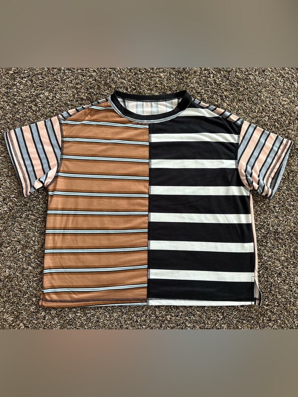 Women's Summer Loose T Shirt Large Size Striped Shirts size Small